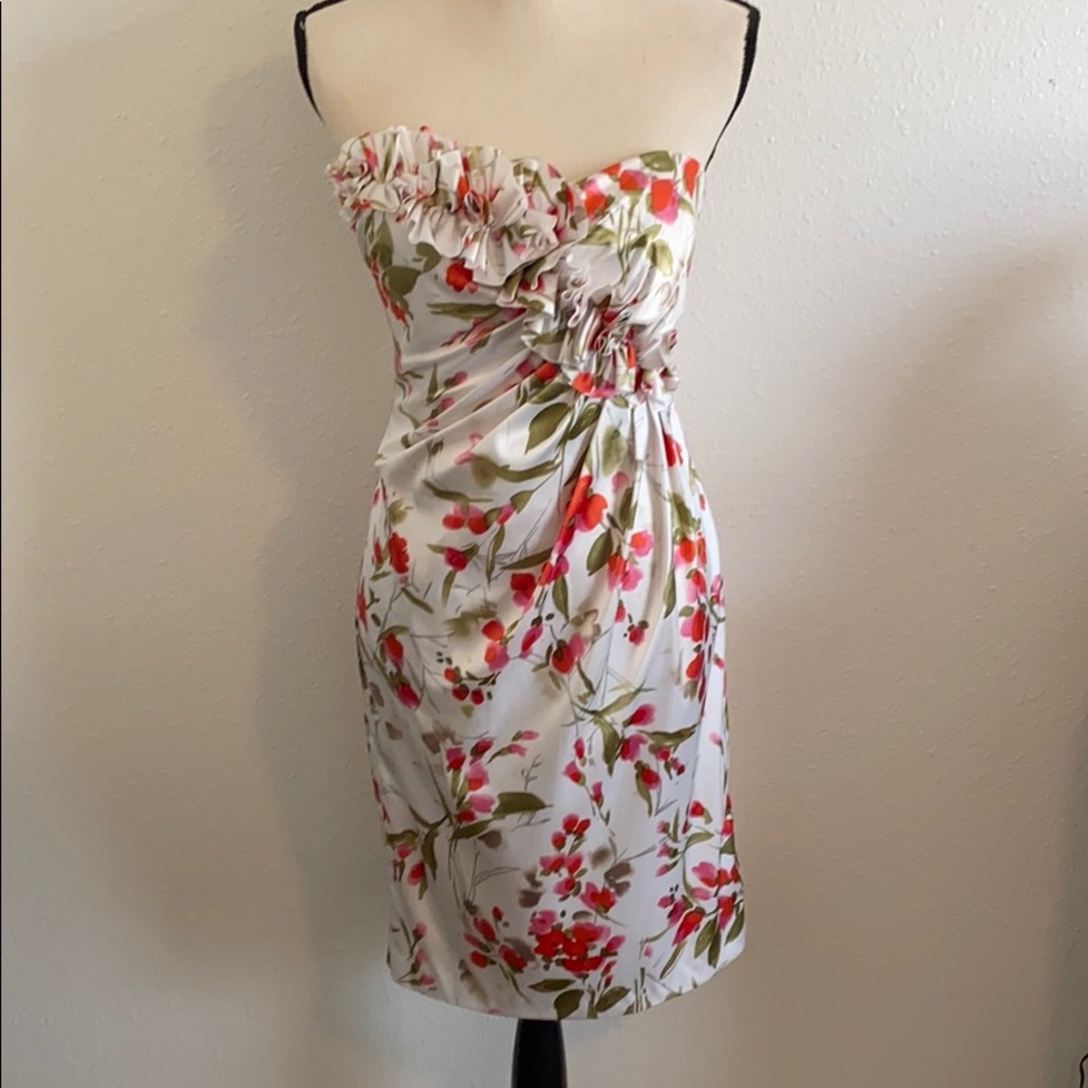 Maggy London Floral Strapless Midi Dress - NWT